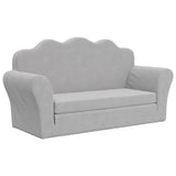 Kids' Sofa Bed 2-Seater Light Grey Soft Plush - Front View