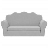 Kids' Sofa Bed 2-Seater Light Grey Soft Plush - Side View