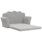 Kids'Sofa Bed 2-Seater Light Grey Soft Plush