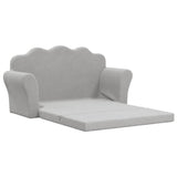 Kids' Sofa Bed 2-Seater Light Grey Soft Plush - Top-Down View