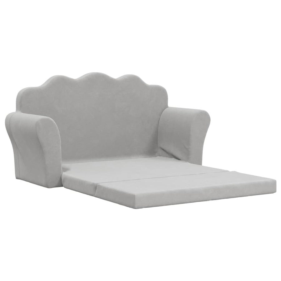 Kids'Sofa Bed 2-Seater Light Grey Soft Plush
