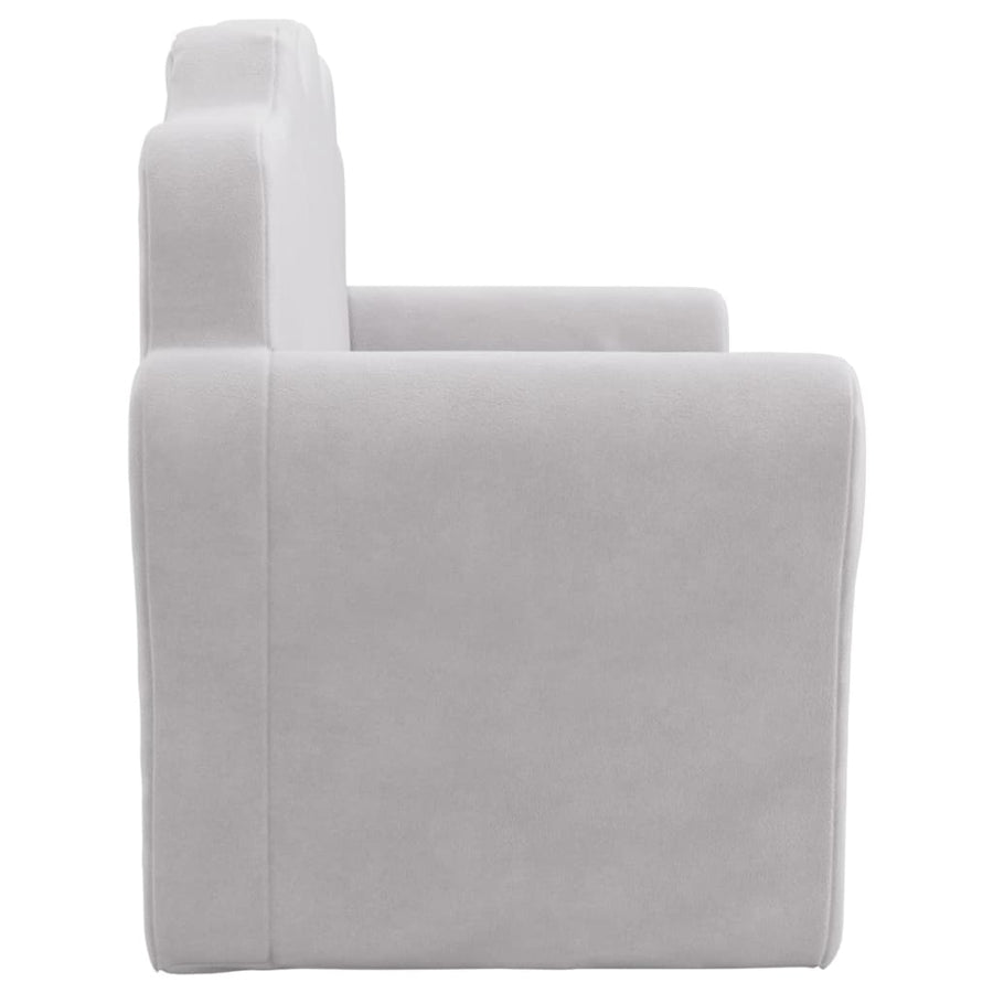 Kids'Sofa Bed 2-Seater Light Grey Soft Plush