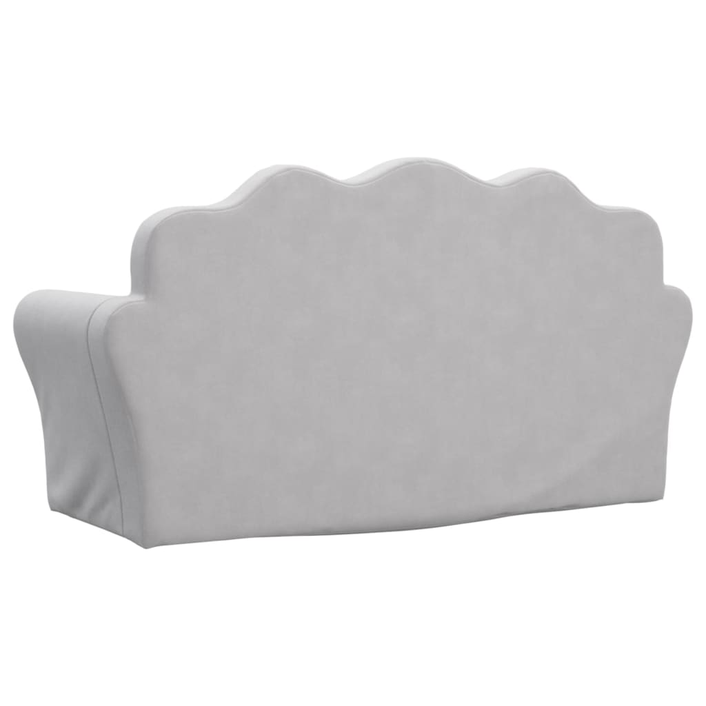 Kids' Sofa Bed 2-Seater Light Grey Soft Plush