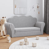 Kids' Sofa Bed 2-Seater Light Grey Soft Plush