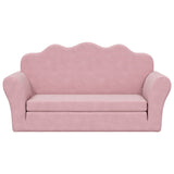 Kids' Sofa Bed 2-Seater Pink Soft Plush - Side View
