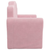 Kids' Sofa Bed 2-Seater Pink Soft Plush - 45-Degree Angle