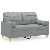 2-Seater Sofa with Throw Pillows Light Grey 120 cm Fabric - Front View