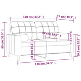 2-Seater Sofa with Throw Pillows Light Grey 120 cm Fabric - Low Angle
