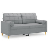2-Seater Sofa with Throw Pillows Light Grey 140 cm Fabric - Front View