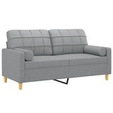 2-Seater Sofa with Throw Pillows Light Grey 140 cm Fabric - Side View