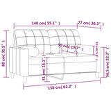 2-Seater Sofa with Throw Pillows Dark Grey 140 cm Fabric - Low Angle
