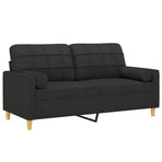 2-Seater Sofa with Throw Pillows Black 140 cm Fabric