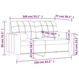 2-Seater Sofa with Throw Pillows Black 140 cm Fabric - Low Angle