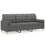 3-Seater Sofa with Throw Pillows Dark Grey 180 cm Fabric - Front View