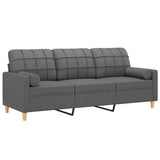 3-Seater Sofa with Throw Pillows Dark Grey 180 cm Fabric - Side View