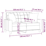 2-Seater Sofa with Throw Pillows Grey 120 cm Faux Leather - Low Angle