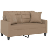 2-Seater Sofa with Throw Pillows Cappuccino 120 cm Faux Leather - Side View