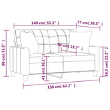 2-Seater Sofa with Throw Pillows Black 140 cm Faux Leather - Low Angle