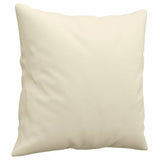 2-Seater Sofa with Throw Pillows Cream 140 cm Faux Leather - Rear View