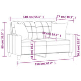 2-Seater Sofa with Throw Pillows Cream 140 cm Faux Leather