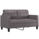2-Seater Sofa with Throw Pillows Grey 140 cm Faux Leather