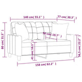 2-Seater Sofa with Throw Pillows Grey 140 cm Faux Leather - Low Angle