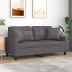 2-Seater Sofa with Throw Pillows Grey 140 cm Faux Leather