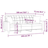 3-Seater Sofa with Throw Pillows Black 180 cm Faux Leather - Low Angle