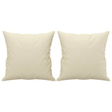 3-Seater Sofa with Throw Pillows Cream 180 cm Faux Leather - 45-Degree Angle