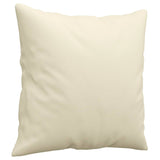 3-Seater Sofa with Throw Pillows Cream 180 cm Faux Leather - Rear View