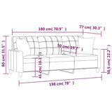 3-Seater Sofa with Throw Pillows Cream 180 cm Faux Leather