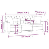 3-Seater Sofa with Throw Pillows Grey 180 cm Faux Leather - Low Angle