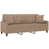 3-Seater Sofa with Throw Pillows Cappuccino 180 cm Faux Leather - Side View