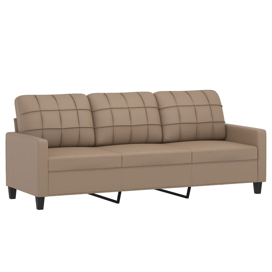3-Seater Sofa with Throw Pillows Cappuccino 180 cm Faux Leather