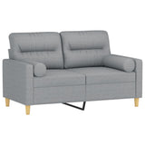 2-Seater Sofa with Throw Pillows Light Grey 120 cm Fabric - Side View