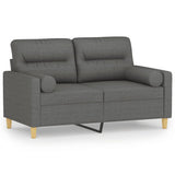 2-Seater Sofa with Throw Pillows Dark Grey 120 cm Fabric - Front View