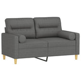 2-Seater Sofa with Throw Pillows Dark Grey 120 cm Fabric - Side View