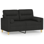 2-Seater Sofa with Throw Pillows Black 120 cm Fabric