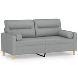 2-Seater Sofa with Throw Pillows Light Grey 140 cm Fabric - Front View