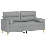 2-Seater Sofa with Throw Pillows Light Grey 140 cm Fabric - Side View
