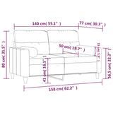 2-Seater Sofa with Throw Pillows Light Grey 140 cm Fabric - Low Angle