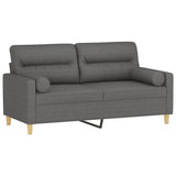 2-Seater Sofa with Throw Pillows Dark Grey 140 cm Fabric - Side View
