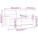 2-Seater Sofa with Throw Pillows Dark Grey 140 cm Fabric - Low Angle