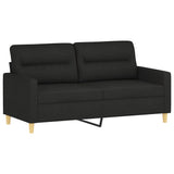 2-Seater Sofa with Throw Pillows Black 140 cm Fabric - Top-Down View