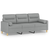 3-Seater Sofa with Throw Pillows Light Grey 180 cm Fabric - Front View