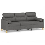 3-Seater Sofa with Throw Pillows Dark Grey 180 cm Fabric - Front View