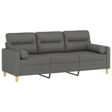 3-Seater Sofa with Throw Pillows Dark Grey 180 cm Fabric