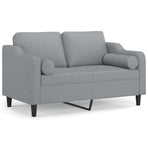 2-Seater Sofa with Throw Pillows Light Grey 120 cm Fabric