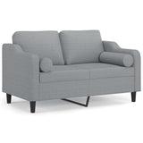 2-Seater Sofa with Throw Pillows Light Grey 120 cm Fabric - Front View
