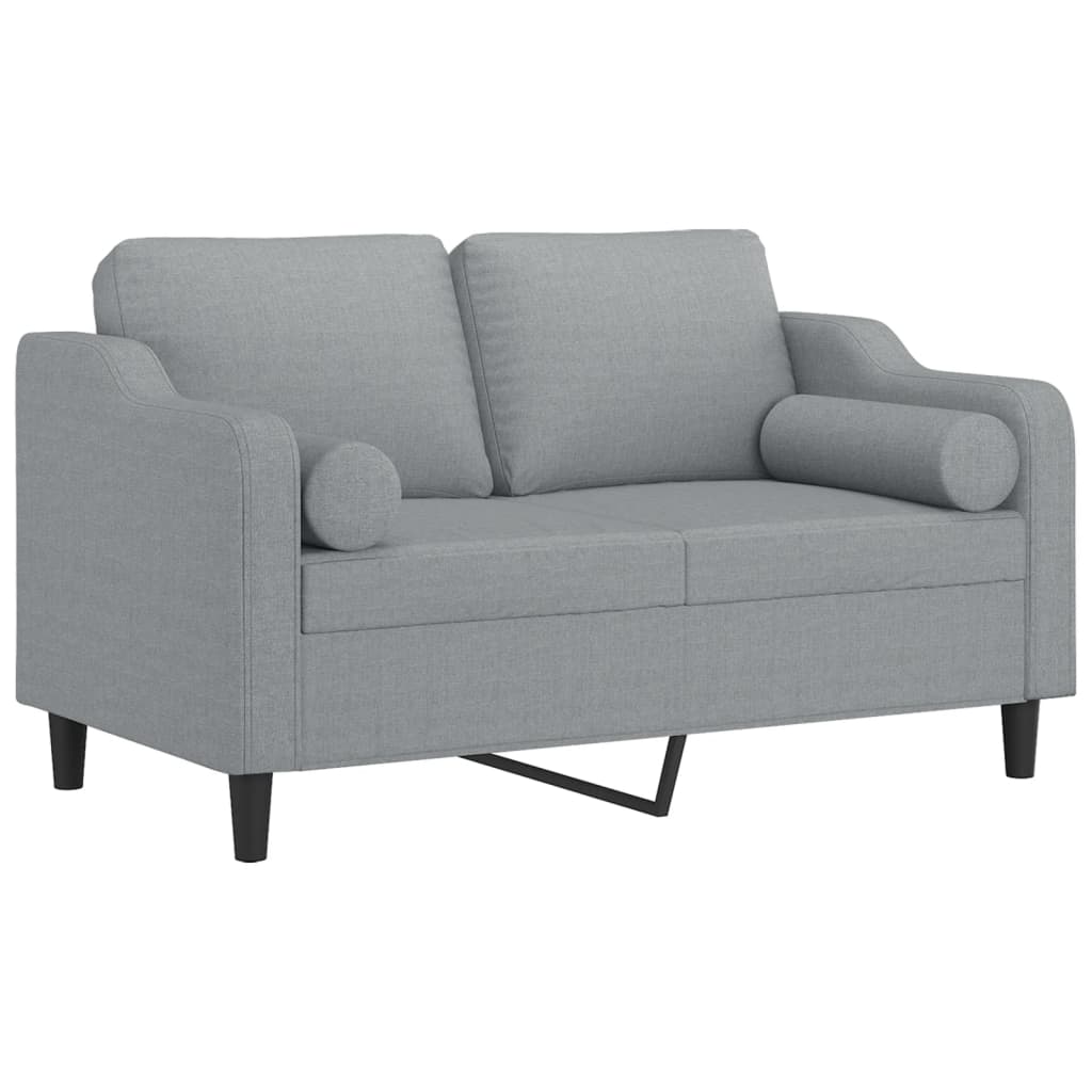 2-Seater Sofa with Throw Pillows Light Grey 120 cm Fabric